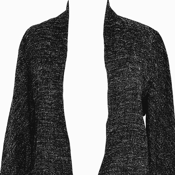 Eileen Fisher Wool Linen Blend Open Front Cardigan Sweater Size M Marled Gray - Picture 4 of 14